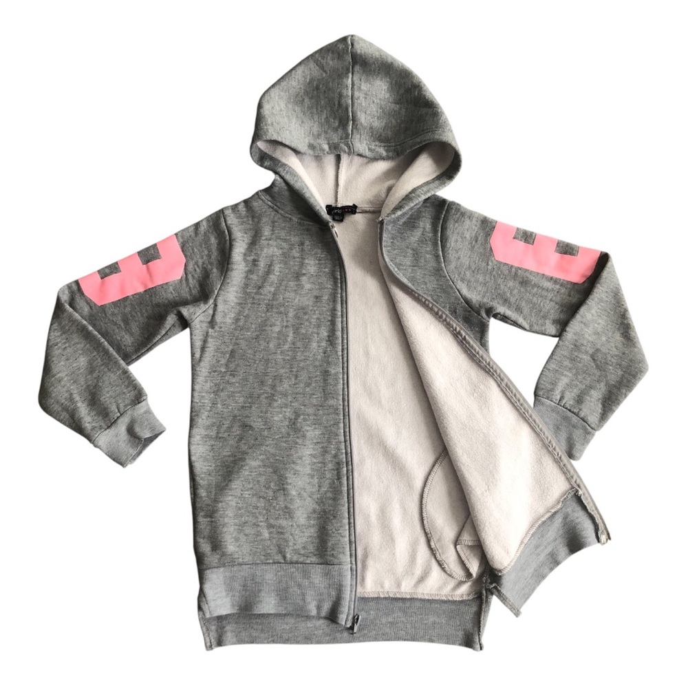 Gray and Pink Kids Hoodie